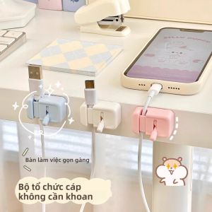 Kẹp Quản Lý Cáp Để Bàn Bộ Tổ Chức Dây Không Cần Khoan Gắn Cạnh Để Sạc Cáp Và Dây Dữ Liệu Giải Pháp Đơn Giản Cho Tình Trạng Lộn Xộn Trên Máy Tính Để Bàn