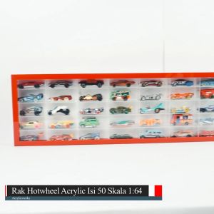 RAK HOTWHEELS ACRYLIC ISI 50 TANPA LOGO MODEL MEMANJANG SKALA 1:64