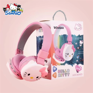 Cute Hello Kitty Pink Bluetooth Headset Wireless Foldable Lightweight Earphone with Mic for Mobile Phone Laptop Kids Girl