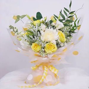 Flower Wrapping Cellophane Polkadot Kertas Buket Bouquet Bunga Palsu Plastik 6005