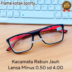 Kacamata Minus Pria Sporty Khusus Rabun Jauh Tr90 51020 Frame Kotak Minus 050 sd 400 free Bok Lap