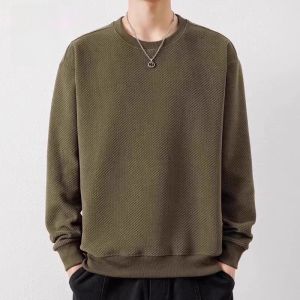 ROMON | Loose Fit Long Sleeve Round Neck Sweatshirt Mens Spring New Style Casual Bottoming Shirt Polyester Fabric Anti-Wrinkle Treatment