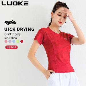 Luoke tshirt women Tops Yoga Sports Mesh Design Loose Quick-drying Running Training Yoga Fitness Cycling Sports big size