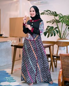 Dress Clemira Batik Cap Kombinasi Katun Toyobo Ukuran M L XL XXL