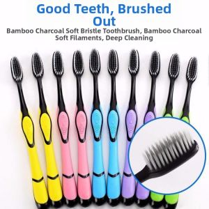 LANJUEEN | Soft Bristle Charcoal Toothbrush for Deep Cleaning