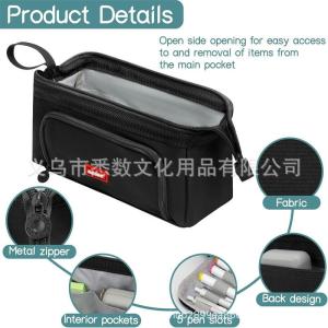 Large Capacity Student Pencil Bag Oxford Cloth Washable Simple Handheld Stationery Storage Bag Cross-Border Business Supplies