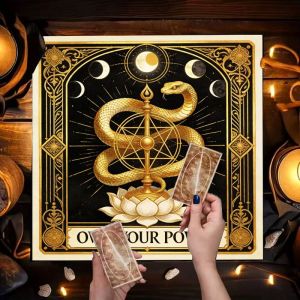 Tấm Vải Trải Bàn Thờ Hình Rắn Sen Mặt Trăng Phong Cách Cổ Điển Dùng Cho Bài Tarot Bói Toán Bí Ẩn Vika Thảm Thiền Trang Trí Hình Vuông Chất Liệu Polyester.