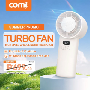 COMI CF002 High-Speed Turbo Refrigeration Cooling Handheld Mini Fan W/ 5-Speed Wind Level LED Display & Wrist Strap