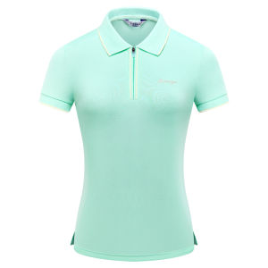 TTYGJ | Womens Short Sleeve Color Block Quick Dry Polo Shirt with Zipper Neck