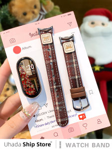 Uhada | Autumn and Winter Flannel Check Wristbands Womens Fashion Leather Smart Bracelet