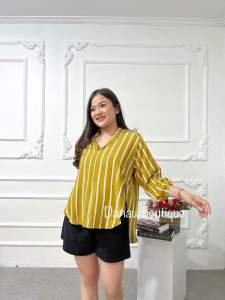 Kemeja Blouse Fuxii Jumbo Wanita Lengan Panjang