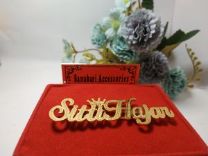 Bros Pakai Nama Sendiri Pin Nama Dada Peniti Bros Jilbab Pakai Nama Bros Hijab Bisa diukir Nama Sendiri