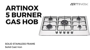 ARTINOX Series 2 5 Burner Built-in Gas Cooktop | Original Stainless Steel Safety Fire Protection Durable Iron Trivet