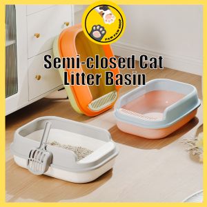 Paw Cat Litter Basin Thickened Semi-closed Cat Litter Basin Anti-splashing Cat Toilet Cat Litter Box