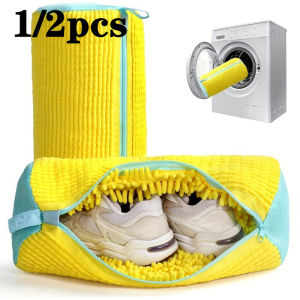 1/2pc Wash Bag Padded Net Laundry Shoes Protector Fluffy fibers Polyester Washing Shoes Machine Friendly Laundry Bag Drying Bags