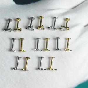 1PC ASTM F‑136 G23 Titanium Internal Thread Labret Stud Multi‑Style Zircon Tragus Helix Conch Cartilage Ear Piercing Jewelry