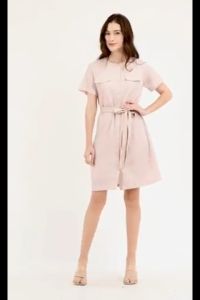 Krizia Front Flap Detail Button Down Tie Waist Dress