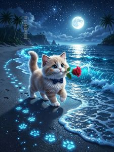 Bộ Tranh Kim Cương Thêu Đầy Đủ HUACAN Tranh Đính Đá Hình Mèo Hoa Hồng Phong Cảnh Biển Trang Trí Nhà Cửa Tự Làm Tranh Thêu Chữ Thập.
