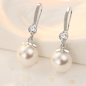 [HCM]Bông Tai Bạc S925 Ngọc Trai Đính Đá Zircon Phong Cách Hàn BTMOCNGOCTRAI10