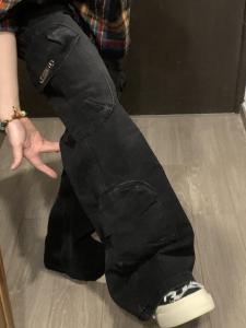 Y2K Subculture High Waist Bell Bottom Workwear Denim Jeans Womens Spring Autumn American Style plus Size Slimming Pants
