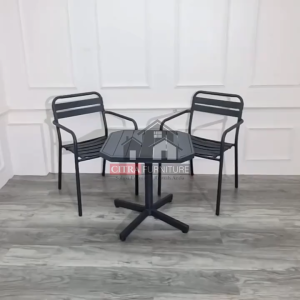 SHUMO Kursi Teras Besi Cafe Industrial Nara Star 2 Kursi 1 Meja Full Set