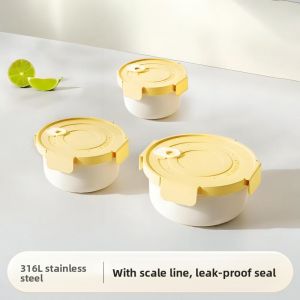 Food Grade 316L Stainless Steel Microwave Safe Lunch Box Portable round Shape Meal Container for Office Workers And Students