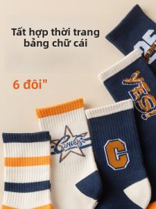 JINGCHI | Tất thể thao nam cotton nguyên chất đến giữa bắp chân chống mùi thấm mồ hôi cao đến mắt cá chân cho tập luyện bóng rổ mùa xuân hè