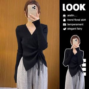 HUOLISI | Asymmetric V-Neck Knitwear Female