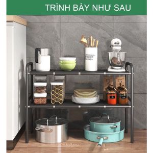 Kệ gầm bếp bồn rửaKệ để đồ gia vị Kệ Giá để nồi bếp 2 tầng Đa chức năng và gọn gàng kệ bếp đa năng