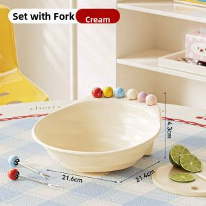 Colorful Attractive Fruit Plate with Fork