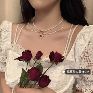 Elegant French Romantic Pearl Heart Necklace High End Fashion Jewelry Lockbone Chain Fresh out New Freshwater Pearls