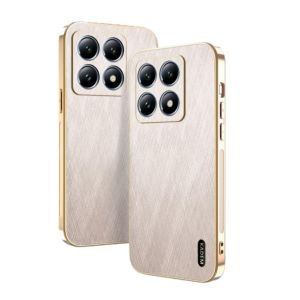 Luxury Plating Case For Xiaomi POCO X7 Pro F7 M7 X6 C85 Redmi Note 14 15 15C Shockproof Gold Silk Skin Plastic PU Leather Cover