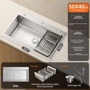 SHENYUAN | Large Single Basin Sink Stainless Steel 304