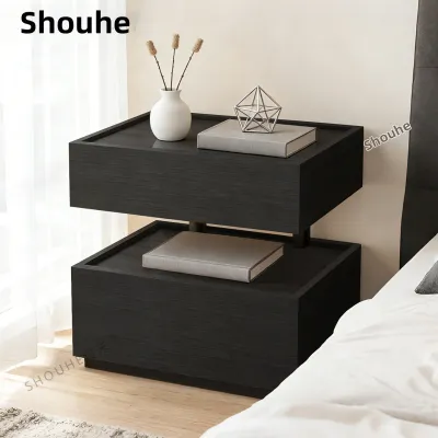 SHOUHE | Minimalist Modular Floating Bedside Cabinet Black Square