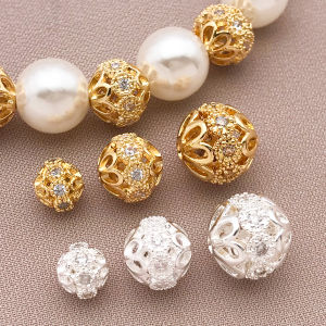 2/4/6pcs/lot 2025 NEW Shining brightly 6/8/10mm 18K Gold-plated High Quality Brass Zircon Bracelets Jewelry Making  Accessories
