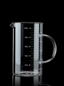 YWDL Food Grade Glass Measuring Cups Kettle Kitchen Milk Tea with Lid and Handle Laboratory Beaker Measuring Mug 250-1000ML