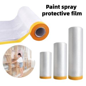 Tape and Drape Pre-Taped Masking Film Paint Adhesive Protective Film Roll for Covering Skirting Frames Cars and Auto Body