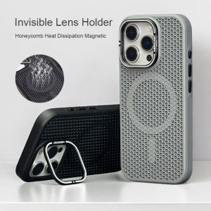 For Magsafe Cooling Camera Stand Phone Case For iPhone 16 15 14 13 12 Pro Max Matte Slim Shockproof Hard Cover For iPhone 16 15 Plus Anti-slip Heat dissipation Protection Casing