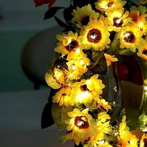 2/5/10M Solar Sunflower String Light Outdoor Artificial Flower Vine Atmosphere Lamp for Home Party Wedding Holiday Decoration