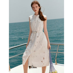 Elle | Sleeveless French Vacation Style A-line Long Dress