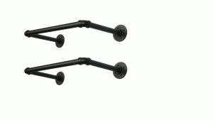 OROPY Industrial Clothes Rack 21.2” Set of 2 Heavy Duty Wall Mounted Black Iron Garment Bar Multi-Purpose Clothing Hanging Rod for Laundry Room and Closet Storage