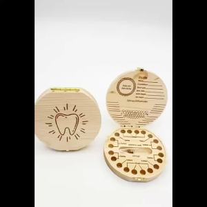 Wooden Baby Tooth Storage Box Fetal Hair Keepsake Newborn Birthday Memory Tooth Fairy Box Kids Growth Souvenir Wooden Container