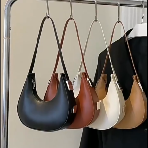 Multipurpose Women Bag Dumpling Style Handheld PU Leather Zipper Shoulder Bag Sling Bag Casual Beg Tangan Wanita