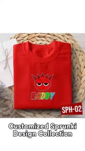 Cartoon Sprunki incredibox head logo Raddy Pinki Oren Sky Durple Wenda Design T-shirt