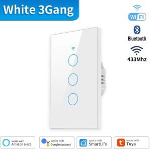 TNCE Tuya US WiFi+Bluetooth/Zigbee Smart Wall Switch RF433 1/2/3/4 Gang Smart Touch Sensor LED Light Switches Alexa Google Home