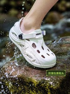 Mens Outdoor Water Shoes Summer Wear-Resistant Anti-Slip Driving Beach Sandals Casual Flat Heel EVA Material Sports Leisure