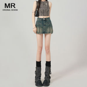 Retro High Waist Blue Denim Shorts Women Summer New Style Anti Exposure Slimming Hot Girl A-Line Wrap around Mini Skirt Pants