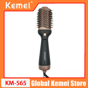 Kemei | KEMEI KM-565 Hair Curler Straightener Professional Curling Iron Heated Hair Styling Brush Anti-Scald Thermal Brush Curl Wand