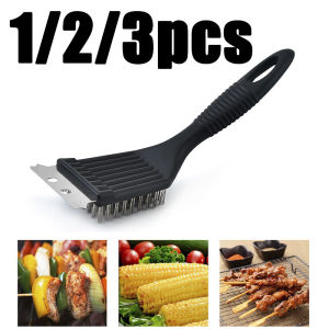 1/2/3PC Portable Grill Cleaner Brush Outdoor Grill Brush And Scraper Barbecue Wire Brush With Plastic Handle BBQ Cleaning Tool