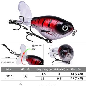 1PC Whopper Popper Topwater Mồi Câu Cá 11G/16G Nhân Tạo Mồi Cứng Với Đuôi Xoay Mềm Cho Bass Câu Cá